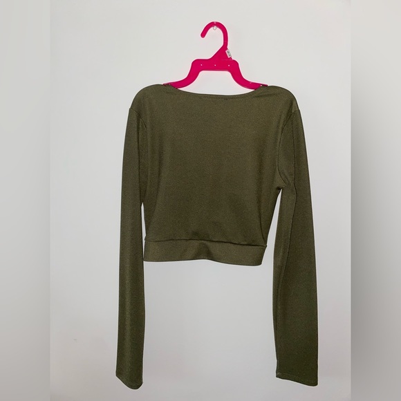 Olive Green Cropped Long Sleeve - Picture 2 of 2